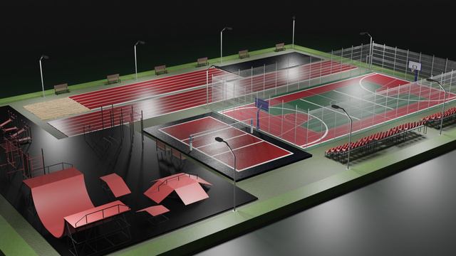 3D модель школьной спортплощадки