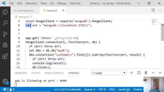 mongodb + express + rest api , my_library project part 2/5  - GET נתן קרסני בעברית