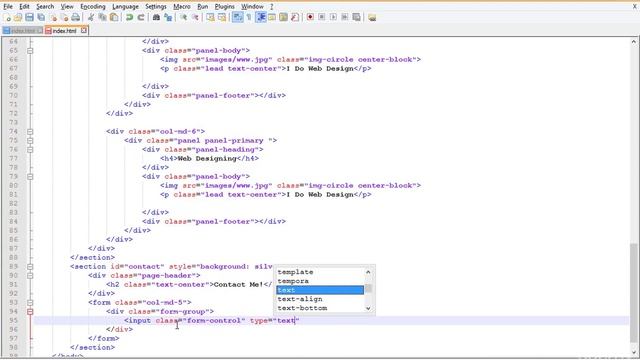 Bootstrap Tutorial - Creating Contact Area