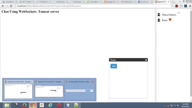 Chat or Message application like Google+ and Facebook using HTML5 WebSockets and J2EE JAVA
