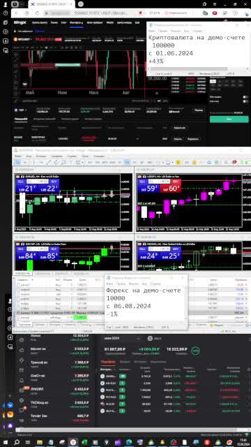 Криптовалюта и ФОРЕКС торгуем на демо. Акции , фьючерсы на реал ММВБ