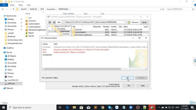 Hướng dẫn sửa lỗi khi commit lên SVN