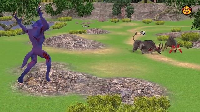 Gaint Wolf VS Gaint Bull Saved Cartoon Cows Family Epic Cartoon Buffalo And Wolf Animal Epic Battle
