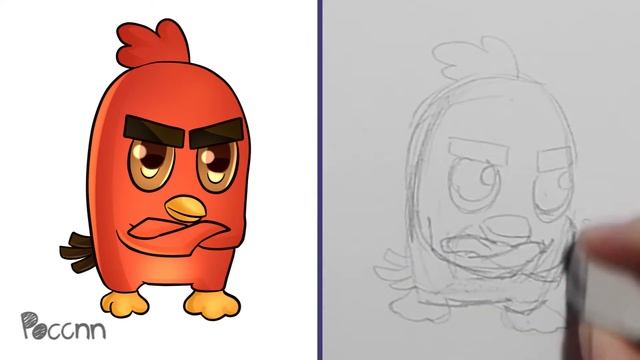 Cómo dibujar a Pájaro Rojo Chibi (Angry Birds)