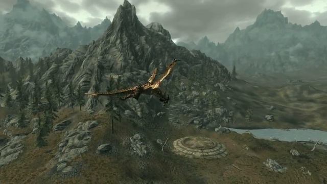 Skyrim. Полет на драконе Сумрачная шахта (Виндхельм) - Маркарт (HD)