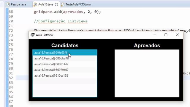 JAVA FX - Aula 16 ListView (toString)  - IDE ECLIPSE