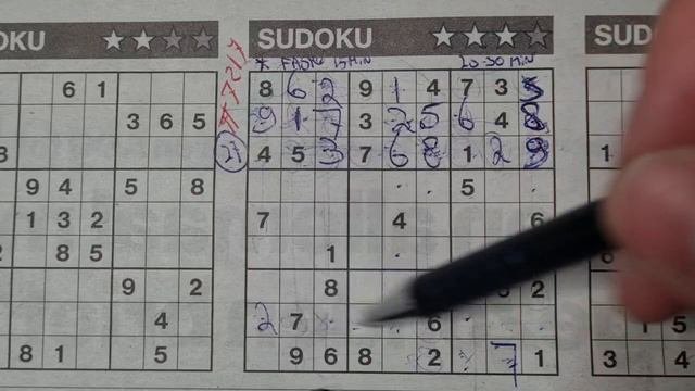 Thursday. Bonus Extra edition (#7217) Three Stars Sudoku puzzle 10-05-2023 Extra part 1 of 4