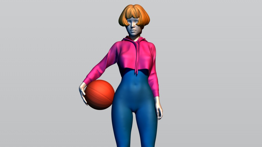 Girl Basketball Fan 3D Print Model