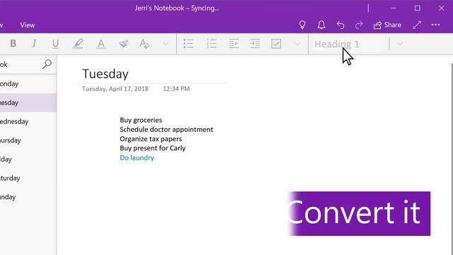 Create a to-do list with OneNote