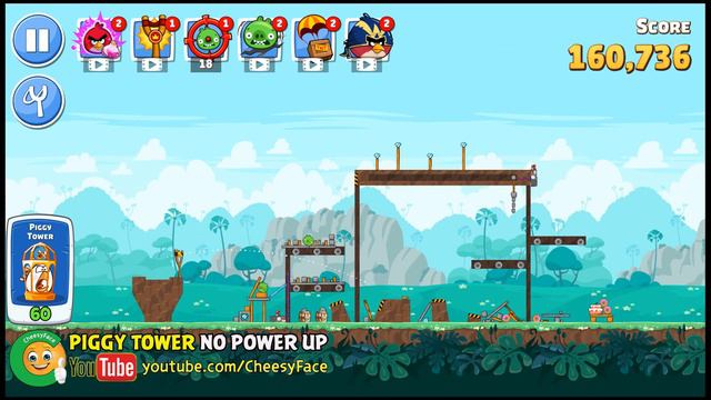 CheesyFace Angry Birds Friends Piggy Tower Walkthrough Level 60 NO POWER UP