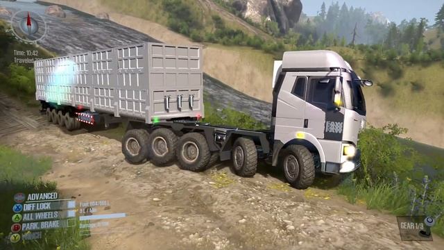Spintires: MudRunner - VOLVO FH16 750 10x10 Globetrotter XL + Long Trailer Off-road Driving   2023