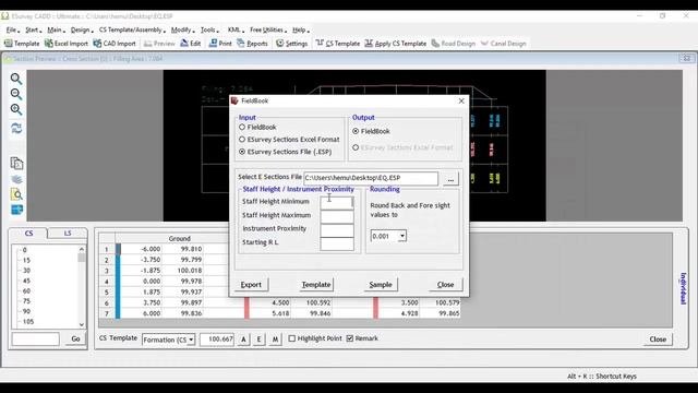 Creating Field Book From Cross Section Data