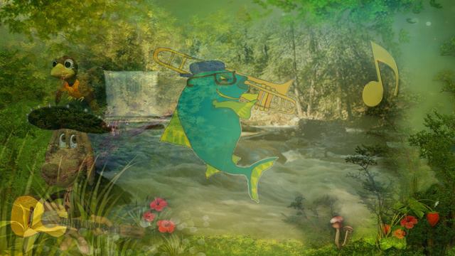 Анимация для детей шел по лесу музыкант