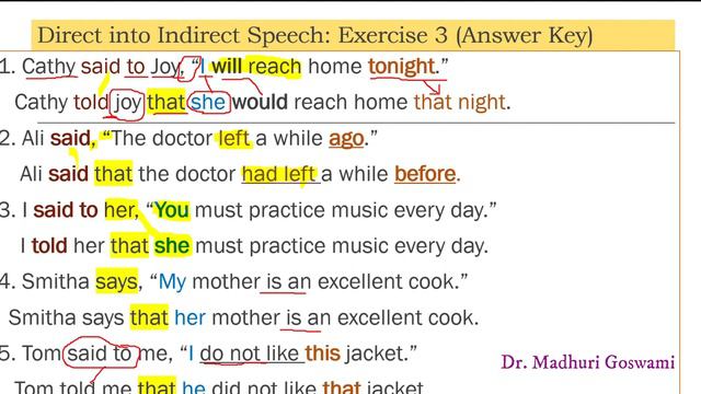 Direct-Indirect Speech | Practice | Exercise 3