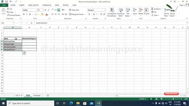 How To Remove Unwanted Space In Excel | Remove Extra Space