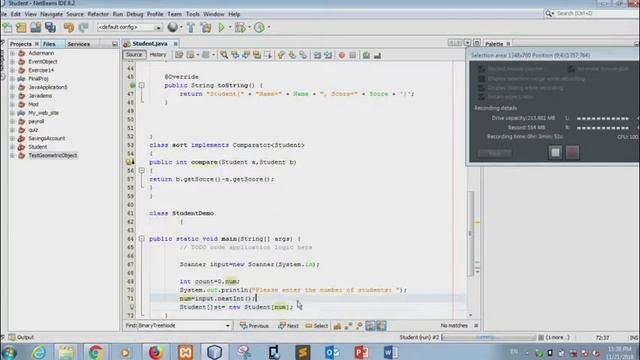 Sort an array according to user defined criteriaStudent Score in java