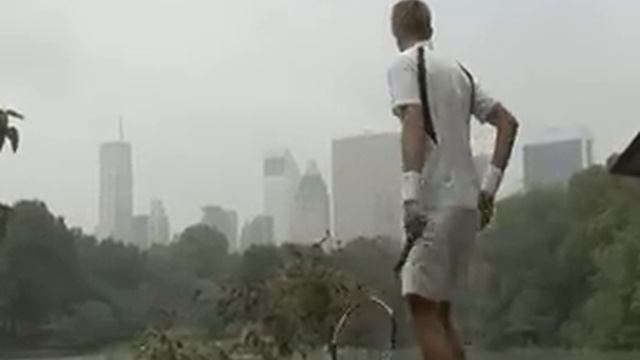 Jarkko Nieminen plays tennis in central park new york