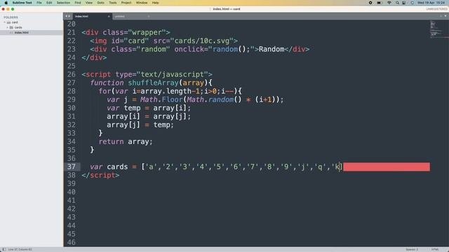 Building a Random Card Generator from a Deck of 52 Cards
