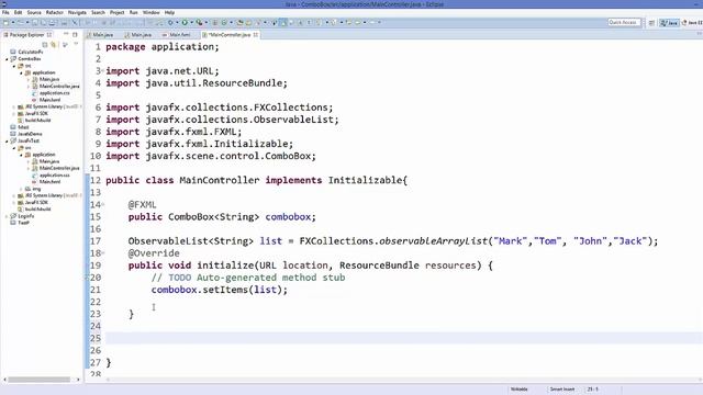 JavaFx Tutorial For Beginners 12 -  JavaFX ComboBox