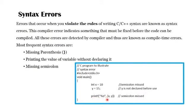How many types of Errors in C Language?|| Syntax Error||Logical Error||Runtime Error||Greencs217