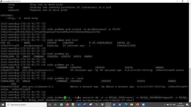 Podman POD, Communication between containers (OpenShift Containers & Kubernetes Part-13) EX180
