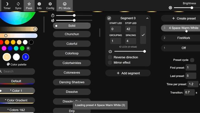 WLED Creating presets and timers