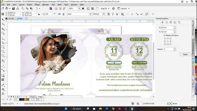 Free Download Template Undangan CDR Part 3 [Desain Watercolor & Foto CorelDraw]