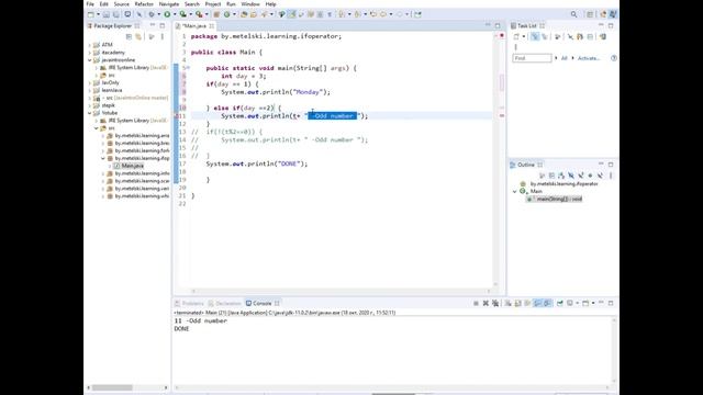 Operator if JAVA.