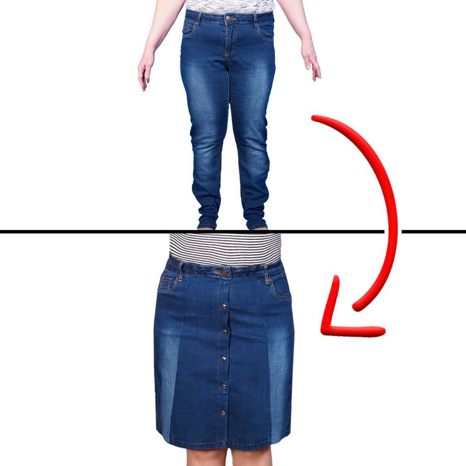 Умная идея для шитья - как легко превратить старые джинсы в модную юбку