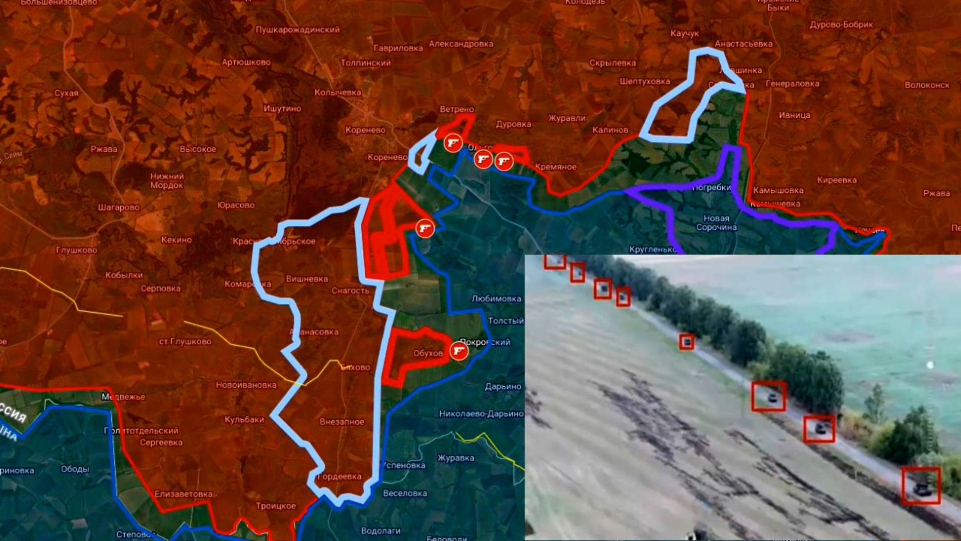 Карта боевых действий. Наступление в Курской области