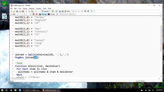 VBScript Basics Part 61  Join Multidimensional Array Arrays