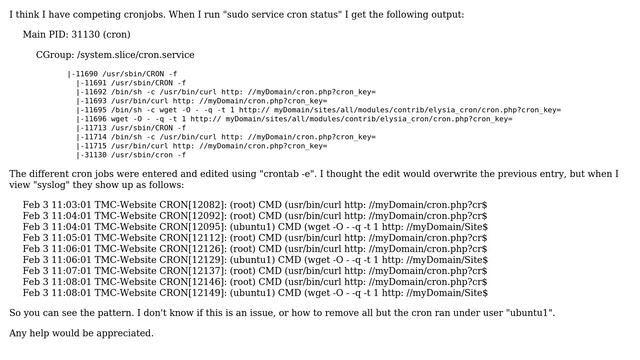 Ubuntu: Removing Prior Crontabs