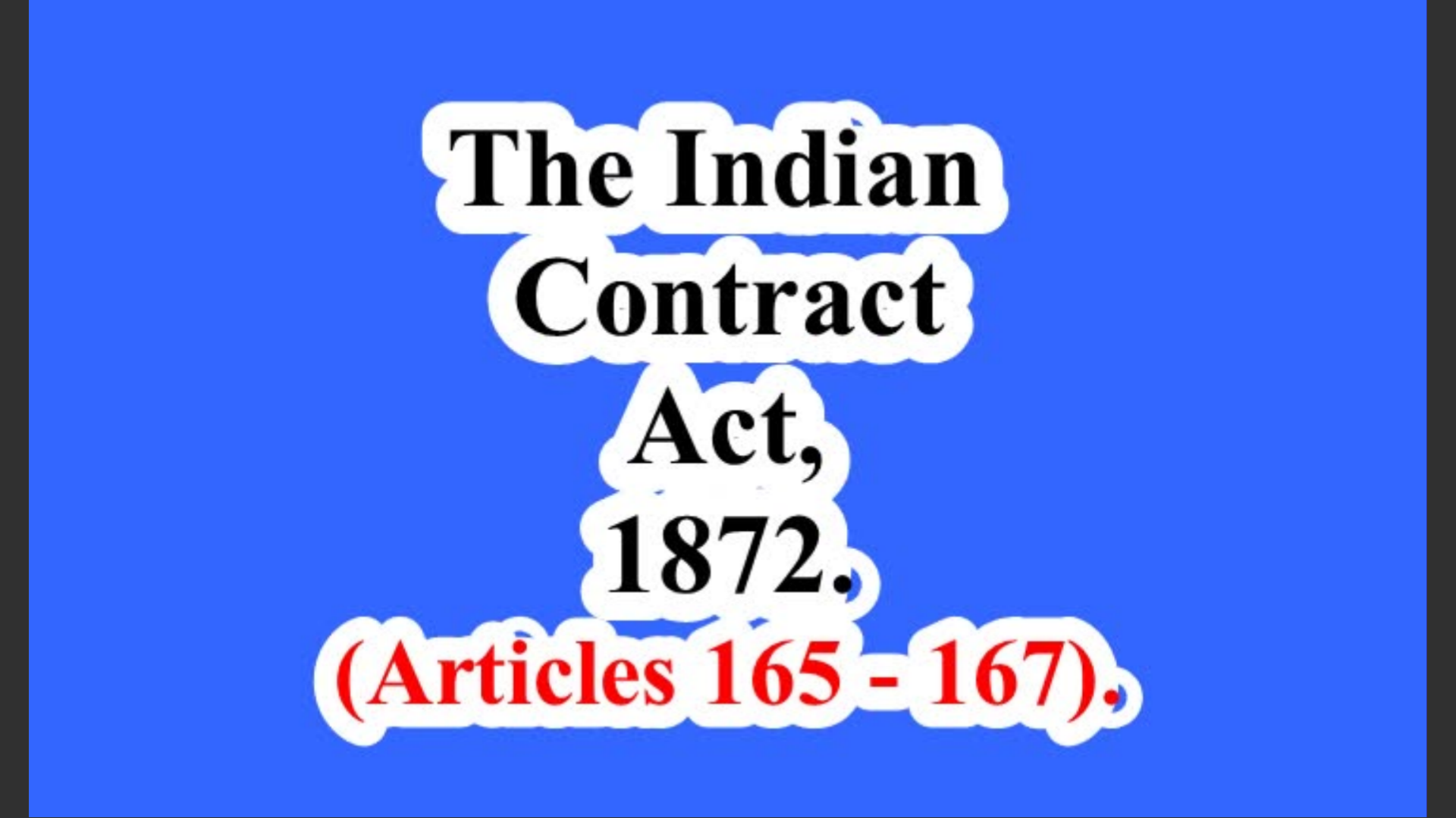 The Indian Contract Act, 1872. (Articles 165 – 167).