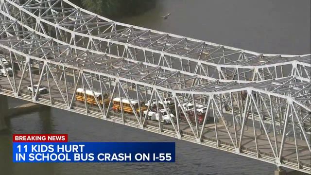 11 children taken to hospital after school buses crash on I-55, police say