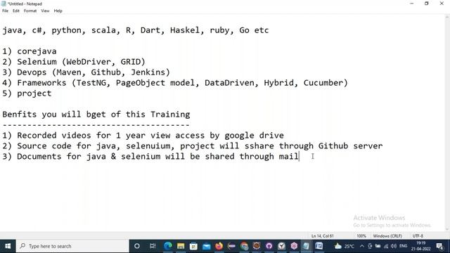 SELENIUM with JAVA tutorials || Demo - 1 || by Mr. Ravi Kanth Lella On 21-04-2022 @6:30PM IST