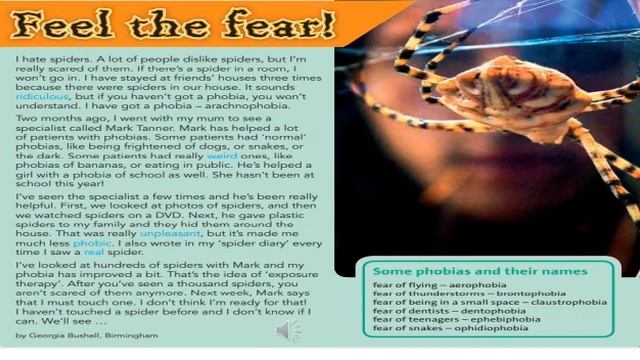 Grade7. Unit 8. Natural disasters.Lesson 2. Arachnophobia.p.108. English plus7