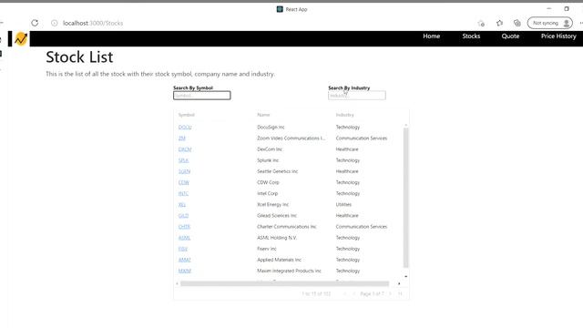 Stock Web Application Using React