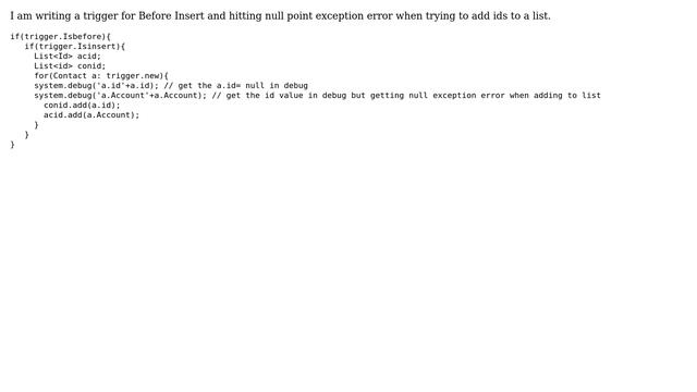 Salesforce: Trigger null point exception error