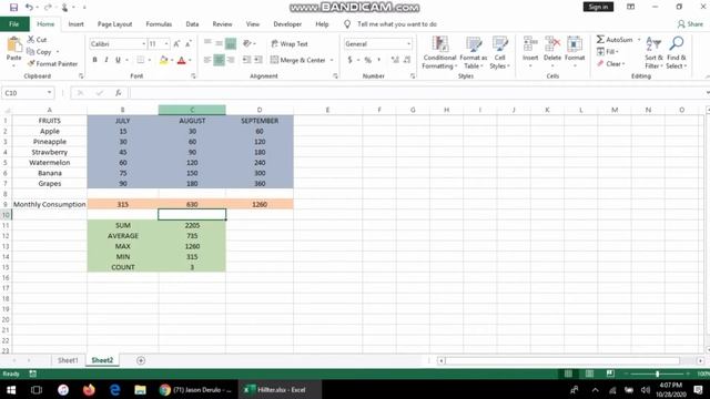 How to do Manual and Auto Sum using Excel.