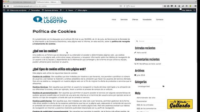 Cómo poner AVISO DE COOKIES en WORDPRESS