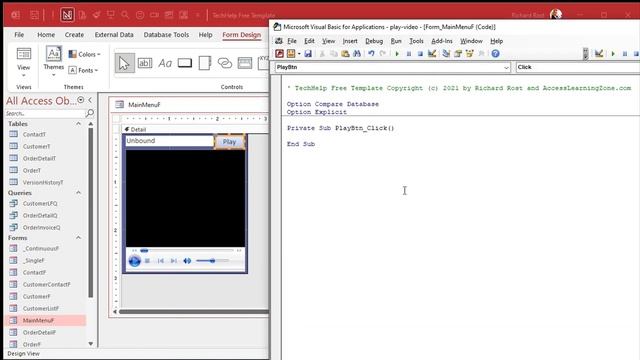 How to Play a Video or Audio File in a Microsoft Access Form Using the Windows Media Player Control