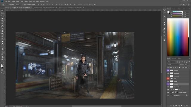 Compositing with Vue and Photoshop.Compositing all elements 7