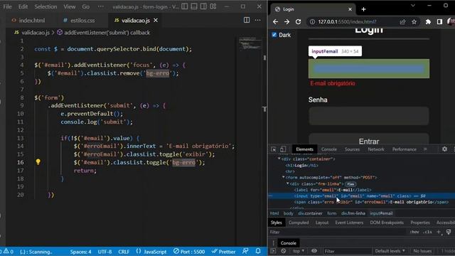 Validação de formulário com JavaScript