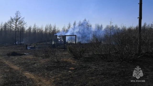 Возгорание травы в Охинском районе