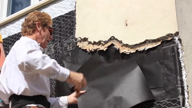 How to add new stucco paper under the existing paper.