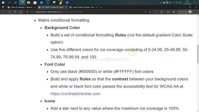 Power BI Exercise 7 -  Adding Icons in Matrix and Conditional Formatting of Background and Font
