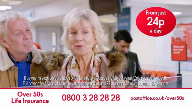 Post Office TV ad 'Over 50's Life Insurance' Jan 2019