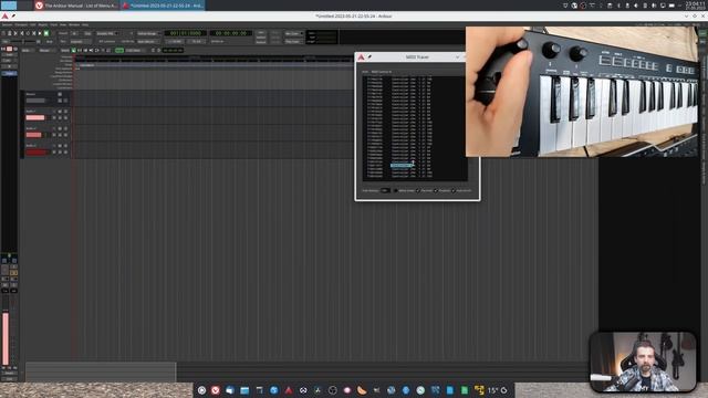 Ardour - control surfaces - sterowanie klawiaturą MIDI + Websockets Server