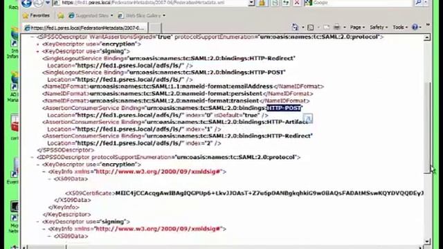 ADFS metadata
