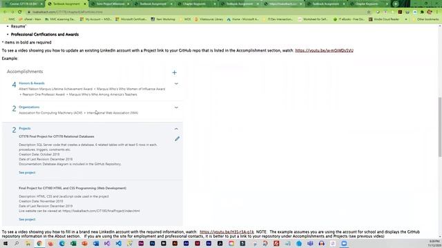CIT178 project showcase discussion, github and ePortfolio instructions fall 2020